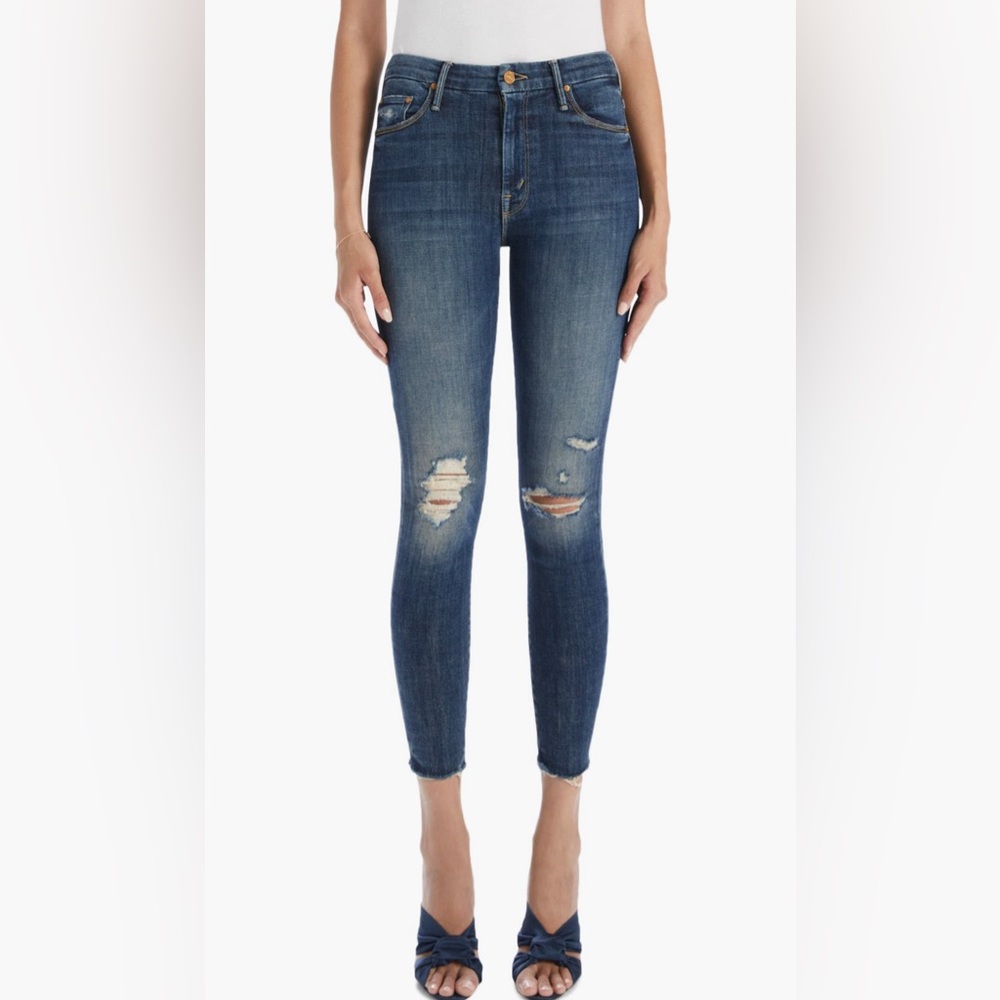 MOTHER High Waisted Looker Ankle Fray size 27 in Wicked Wildflower